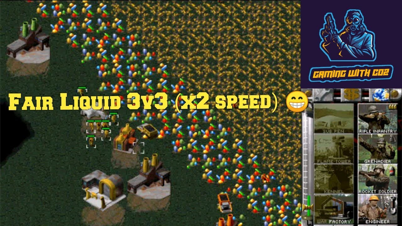 Fair Liquid 3v3 (x2 speed) | [BAT]CO2+[Soul]Cycle+[RP]Germane vs E_+gumboot+TDS-GoldRK | Red Alert 1