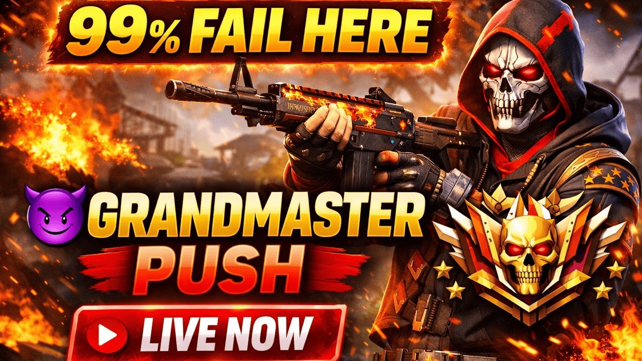 FREE FIRE LIVE 🔴 99% PLAYERS CAN’T REACH THIS RANK 😈 GRANDMASTER PUSH | BR RANK INDIA #freefire #ff