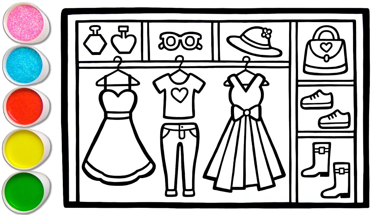 Wardrobe Drawing, Painting, Coloring for Kids & Toddlers | Let's Draw, Paint Together #234