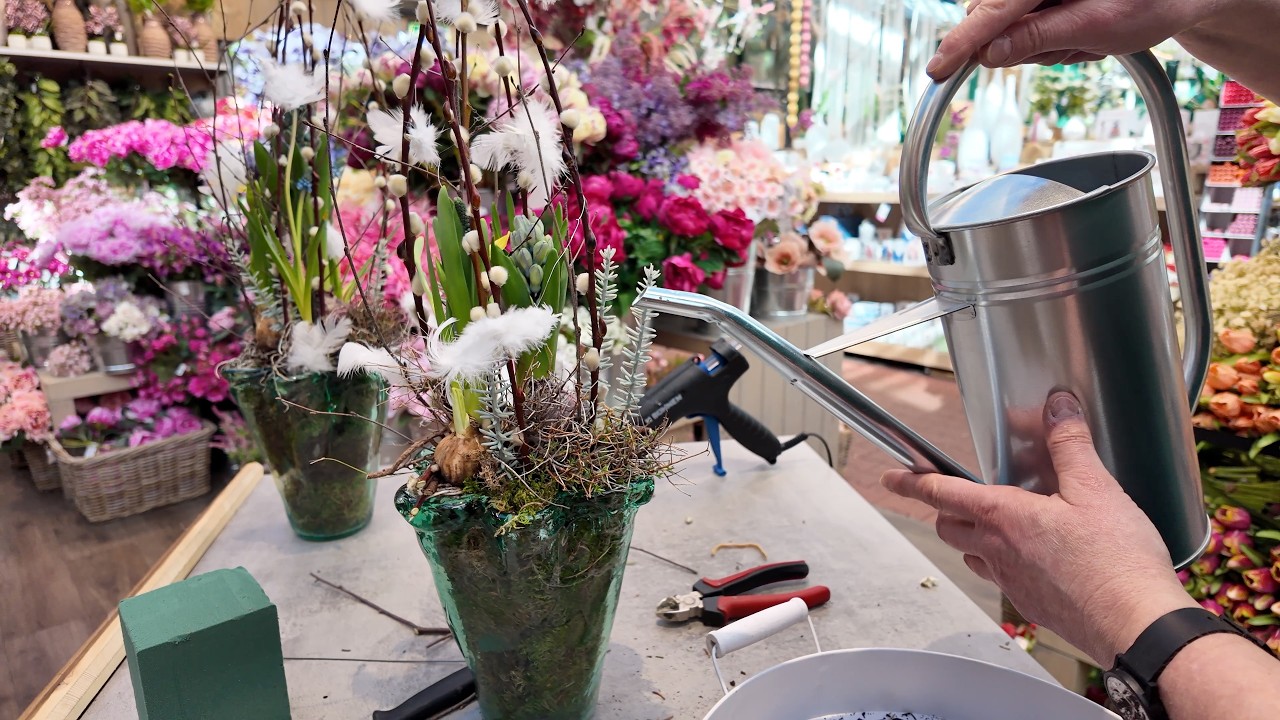 DIY: Weidenkätzchen-Gesteck in 5 Min! 🌸 Recycling-Ostervase super einfach – Gartencenter Hack