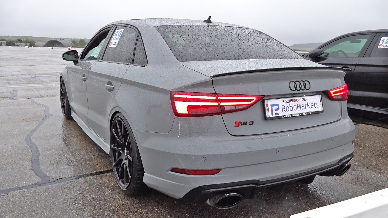 580HP Audi RS3 Sedan Stage 2 with Decat REMUS Exhaust! Engine Start up, Revs, Drag Racing!