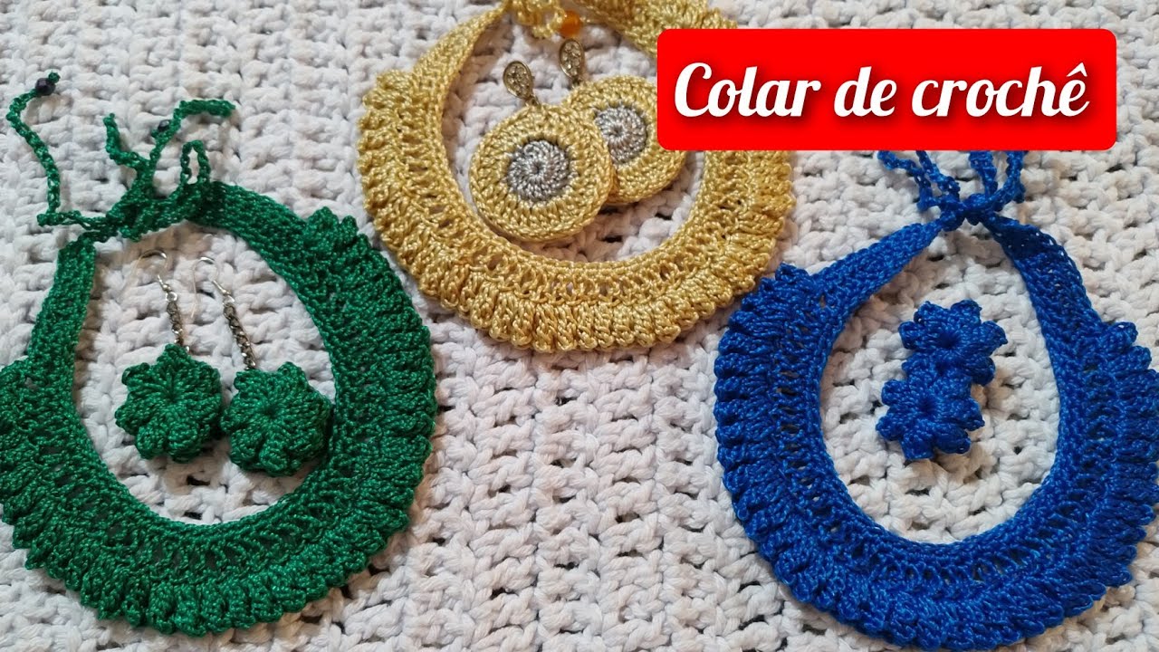 COLAR DE CROCHÊ   #crochetearrings  #marcialobocroche