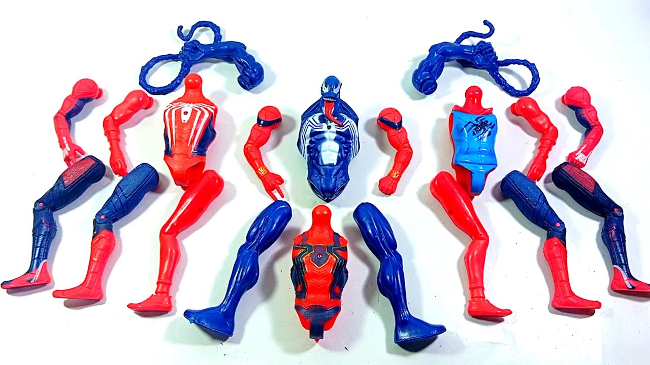 ASSEMBLE SUPERHERO TOYS..VENOM vs SPIDERMAN MILES MORALES vs SPIDER HODHI vs RED SPIDERMAN.. 