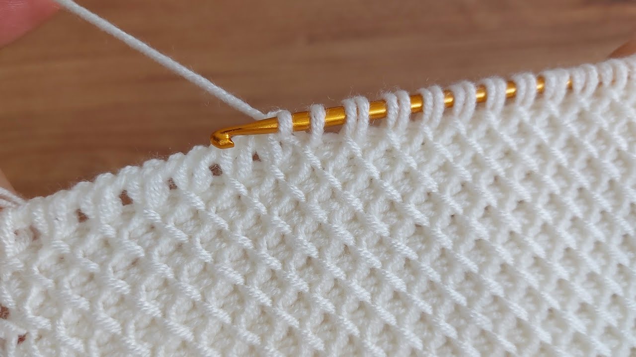 Easy Knitting Tunisian Baby Blanket - Tunus işi Muhteşem Battaniye Yelek Örgü Modeli..