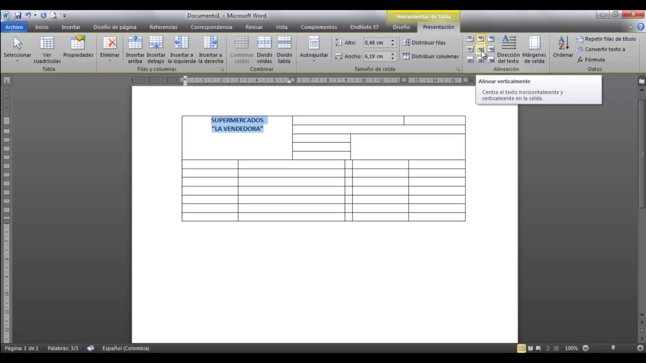 Tablas en Word - Realizar Factura