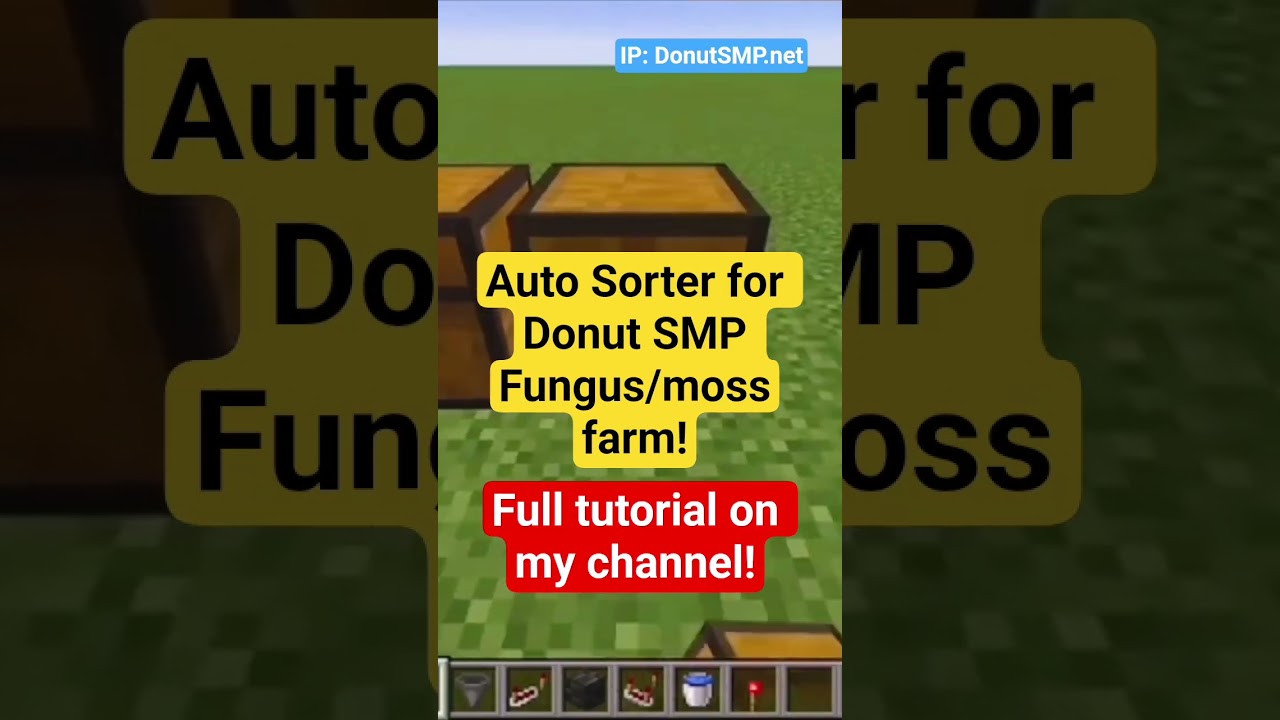 Donut SMP auto sorter for moss/fungus farm! Tutorial on my channel! #minecraft #tutorial