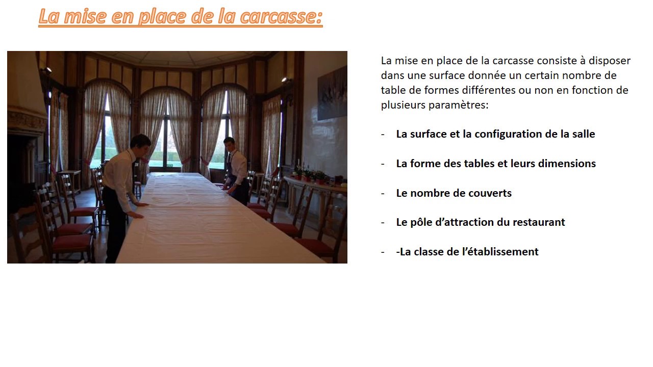 Formation Service de restauration 2/6 : MISE EN PLACE EN RESTAURANT