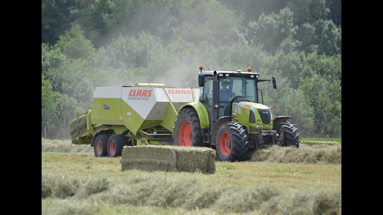 ETA AUBRY : CLAAS Arion 630 et QUADRANT 2200 au pressage du foin en 2014