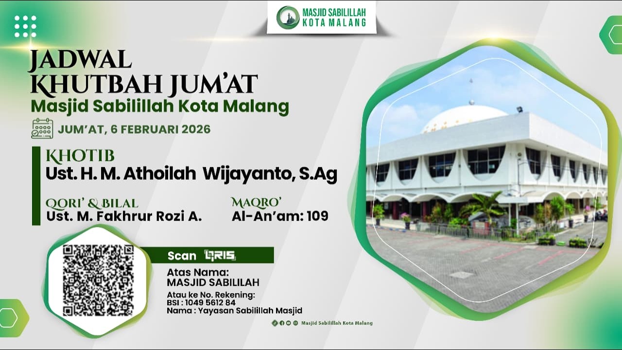 [ LIVE ] RANGKAIAN KHUTBAH JUMAT - KHOTIB - Ust. H. M. ATHOILLAH WIJAYANTO, S.Ag (6 FEBRUARI 2026)
