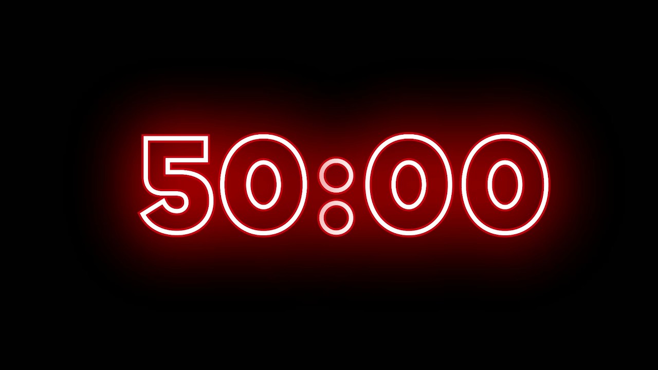50 Minute Timer | Red Neon Countdown | No Music | Timecraft