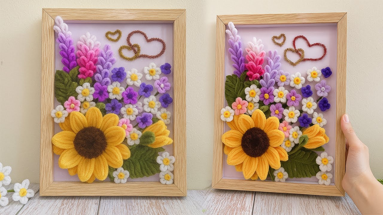 Beautiful Handmade Pipe Cleaner Flower Frame Making Tutorial - Handmade Gift Ideas - DIY Flowers