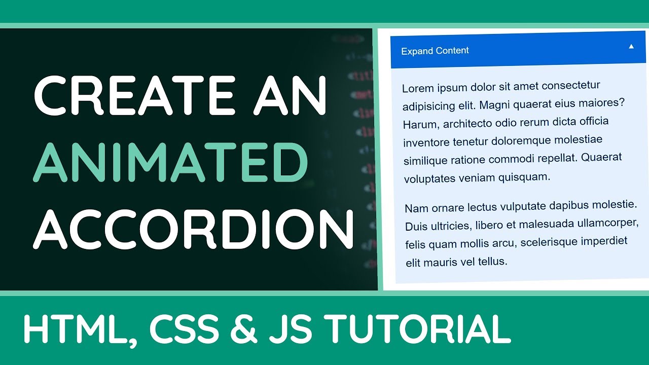 How to Create an Animated Accordion/Collapsible Content - HTML, CSS & JavaScript - Website Tutorial