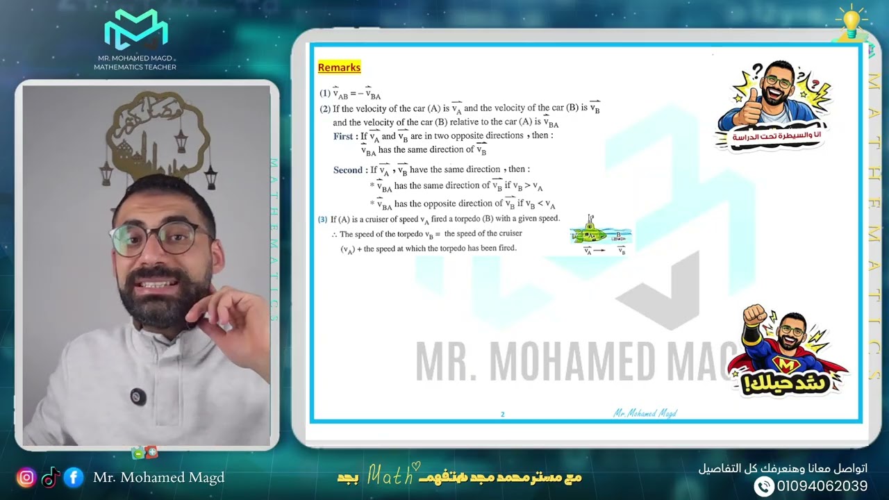 Secondary Two - Applications - Follow Lesson 1 Rectilinear motion (The relative speed ) - Summary