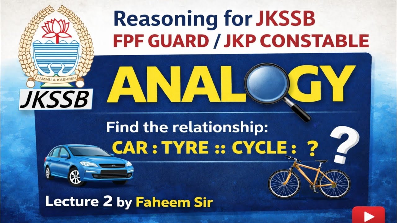 Analogy Reasoning Trick | JKSSB FPF Guard & JKP Constable | Reasoning Lecture 2
