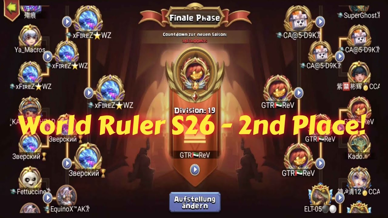 Castle Clash: World Ruler S26 2nd Place - Fights + Rewards!