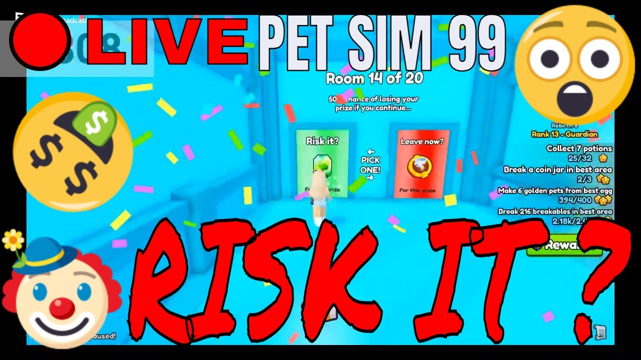 LIVE stream PET SIMULATOR 99 MILLIONAIRE WORLD UPDATE Roblox I GOT A HUGE!