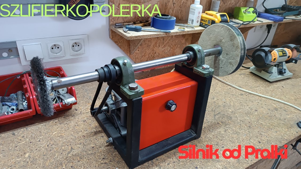 Szlifierko-polerka DIY z silnika od pralki – garażowa budowa
