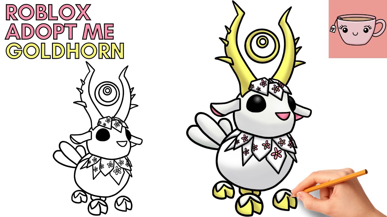 How To Draw Goldhorn Roblox Adopt Me | Mythic Egg Pet | Cute Easy Step By Step Drawing Tutorial