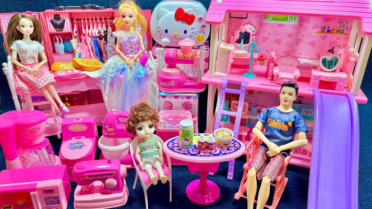 [🐰toy asmr🐰] Adorable Barbie Doll PlaySet ASMR All-Pink Room Toys Satisfying with Unboxing