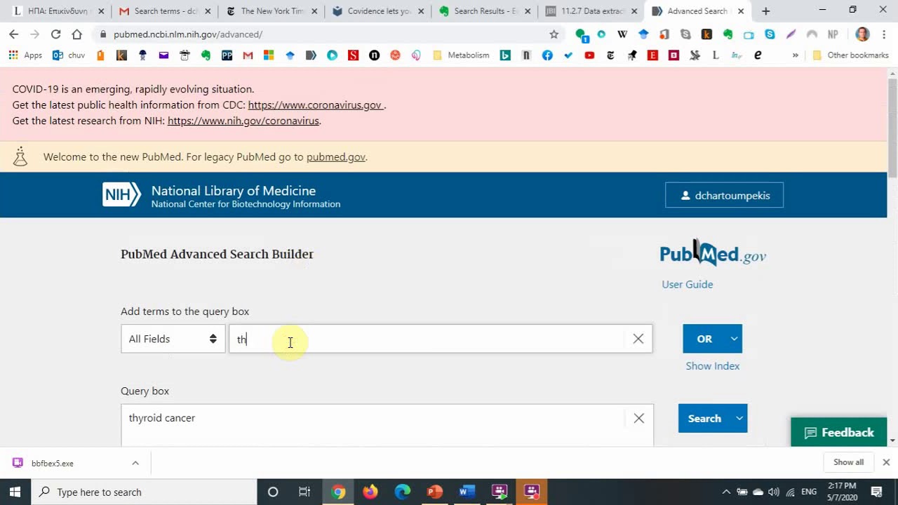 search in PubMed with advanced search
