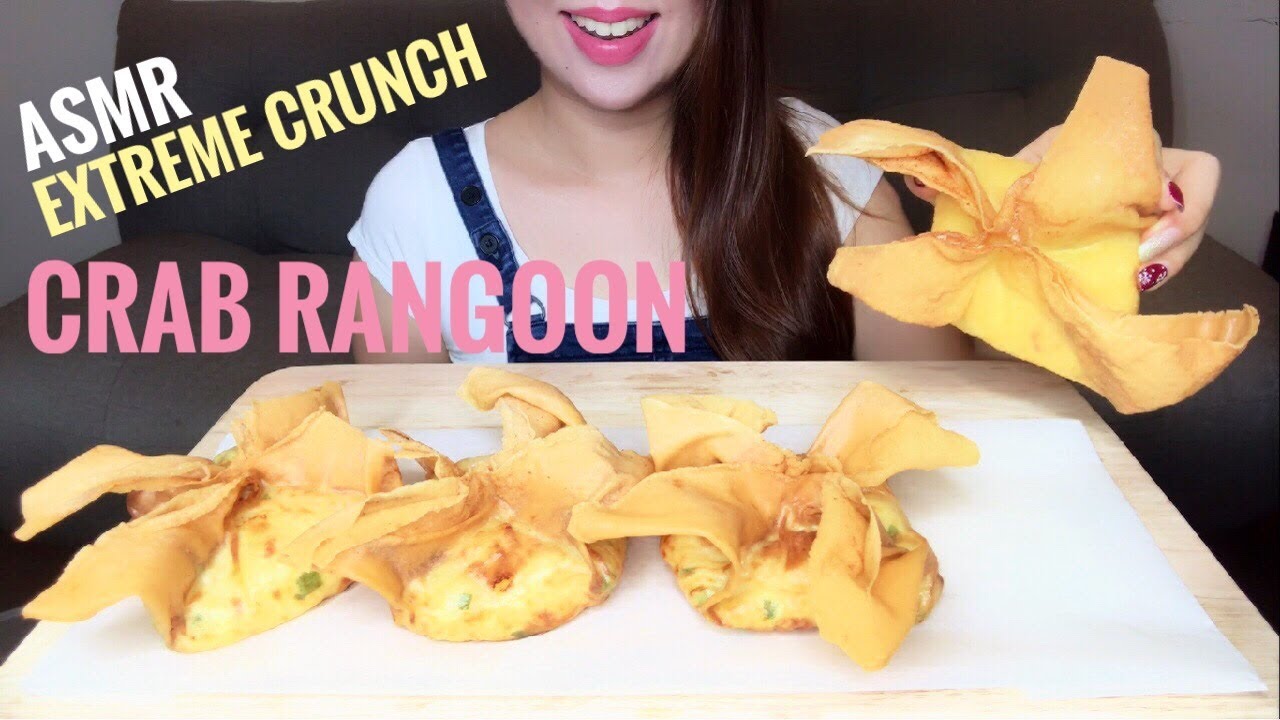 ASMR GIANT CRAB RANGOON | American CHINESE FOOD | RECIPE & Eating Sounds (No Talking)
