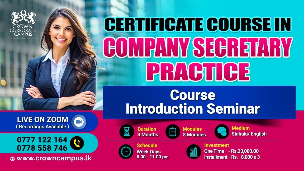 Certificate Course In Company Secretary Practice - Course Introduction Seminar More Info 👇