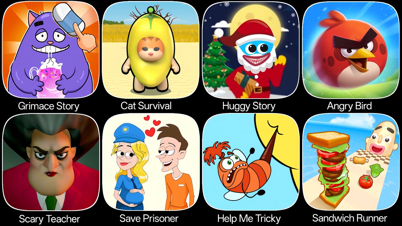 Help Me Tricky Puzzle,Scary Teacher 3D,Huggy Story,Save Prisoner,Huggy Story,Angry Bird 2