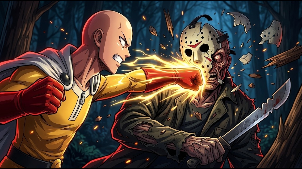 Saitama fight all vs scp 096, Sans, Cartoon Cat, Huggy Wuggy, Jason, Michael, Freddy, IT,Chucky,Jeff