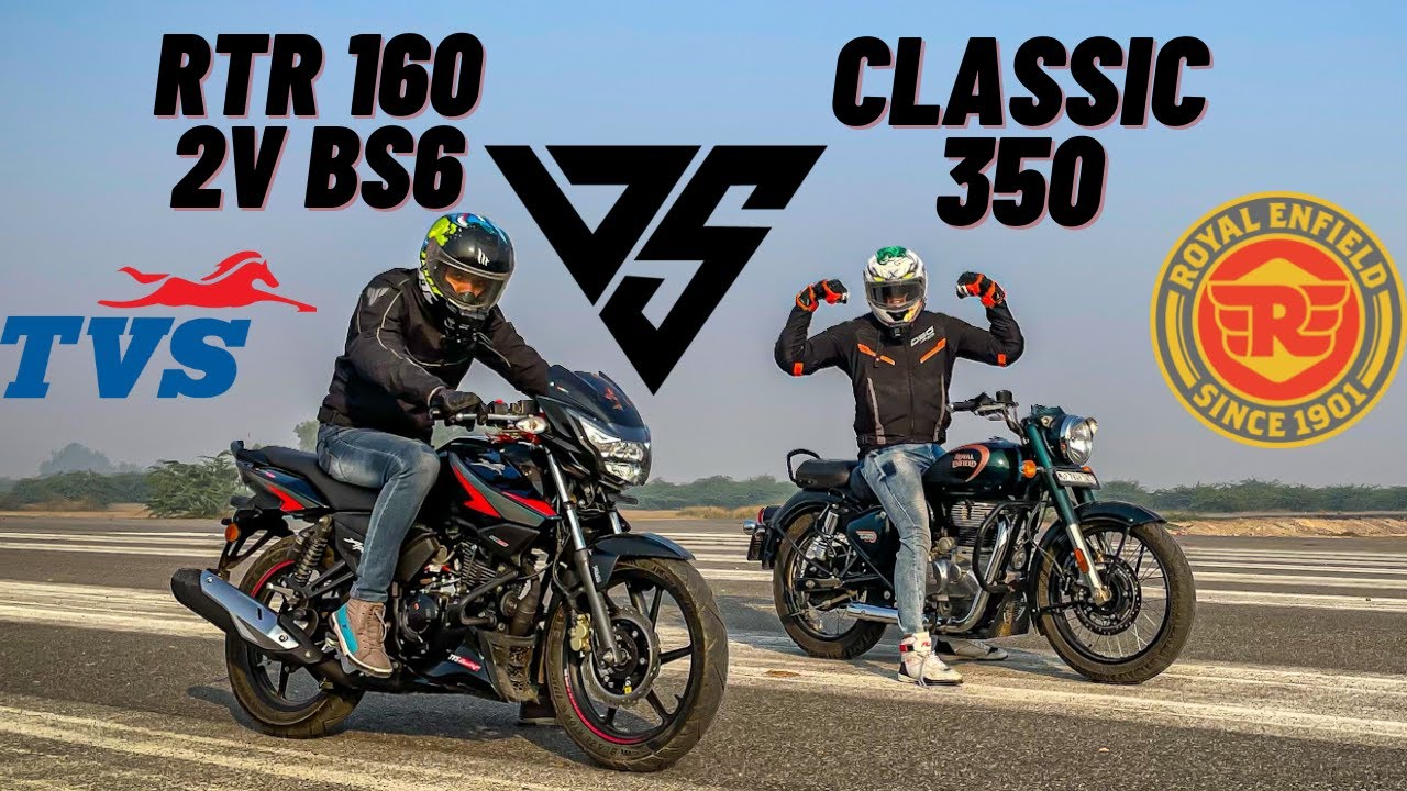 2022 TVS apache RTR 160 2v VS Royal Enfield Classic 350 DRAG RACE || TOP END RACE || CRAZY BATTLE!