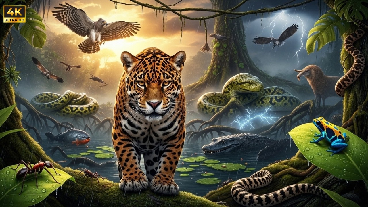 Top 10 Deadliest Animals of the Amazon Jungle | Jaguar vs Anaconda | 4K Nature Film