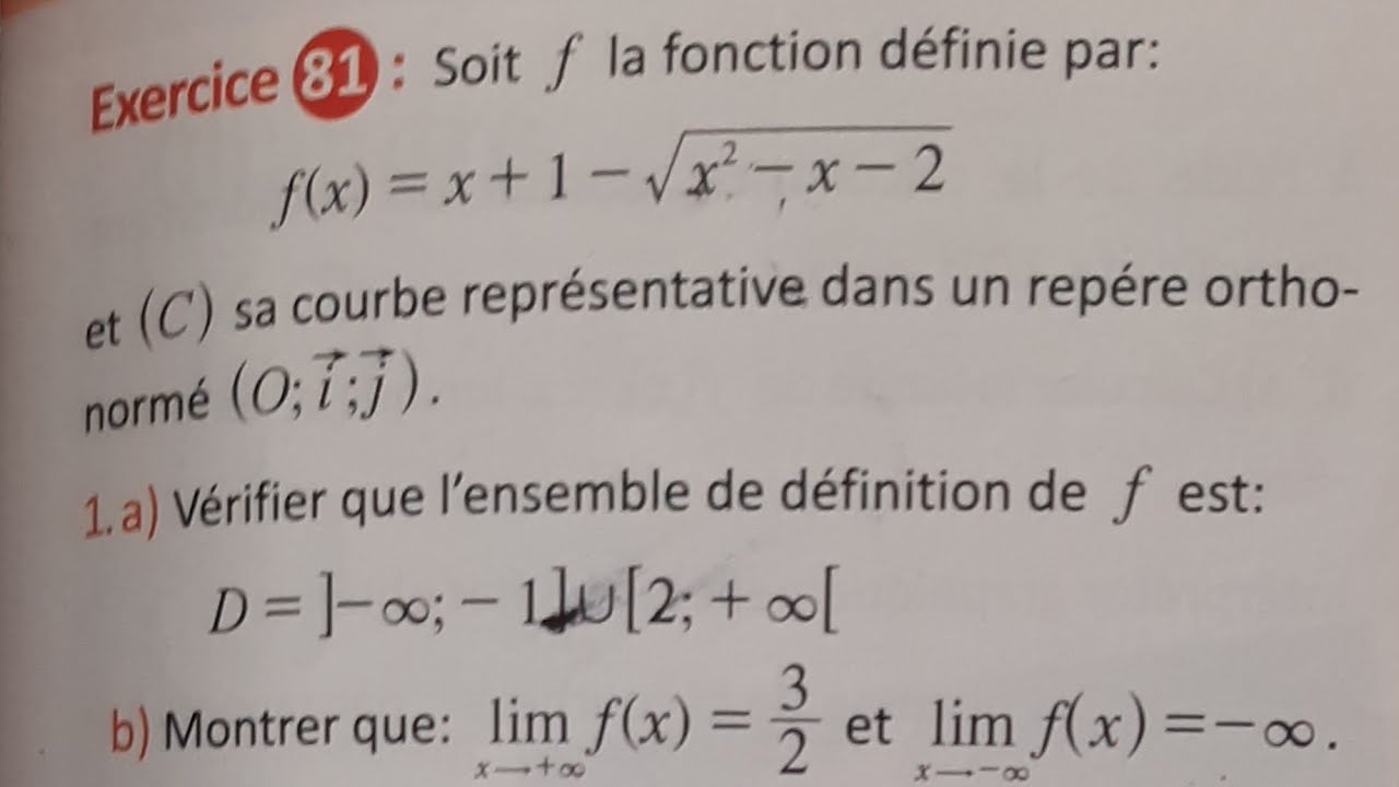 Exercice 81 p : 83 - étude des fonctions : 2bac pc  - maxi maths.