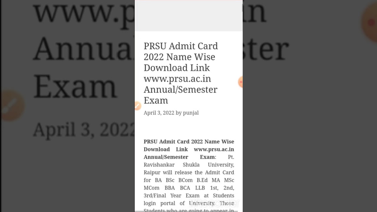 Prsu admit card download 2022//prsu admit card cg university news