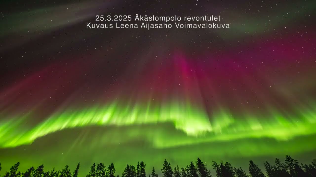 Revontulet 25 3 2025 Voimavalokuva yll&auml;s