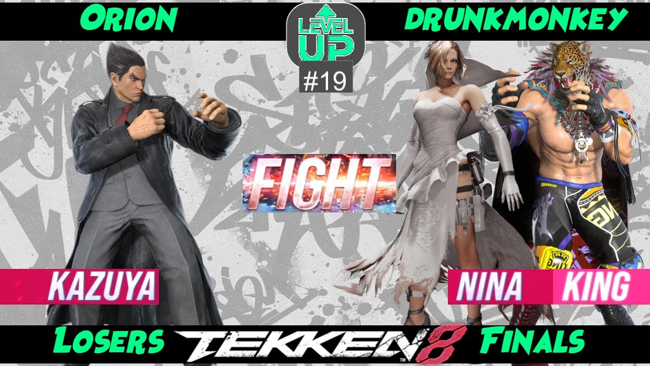 Orion (Kazuya) VS. drunkmonkey (Nina, King) - Tekken 8 - Losers Finals - Monthly Level Up 19