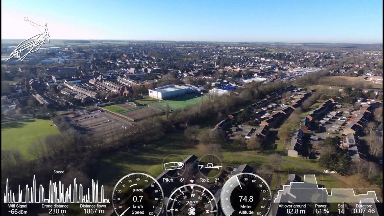 Haverhill Suffolk Parrot Bebop 2 New Lidl, Cricket Club, all around view