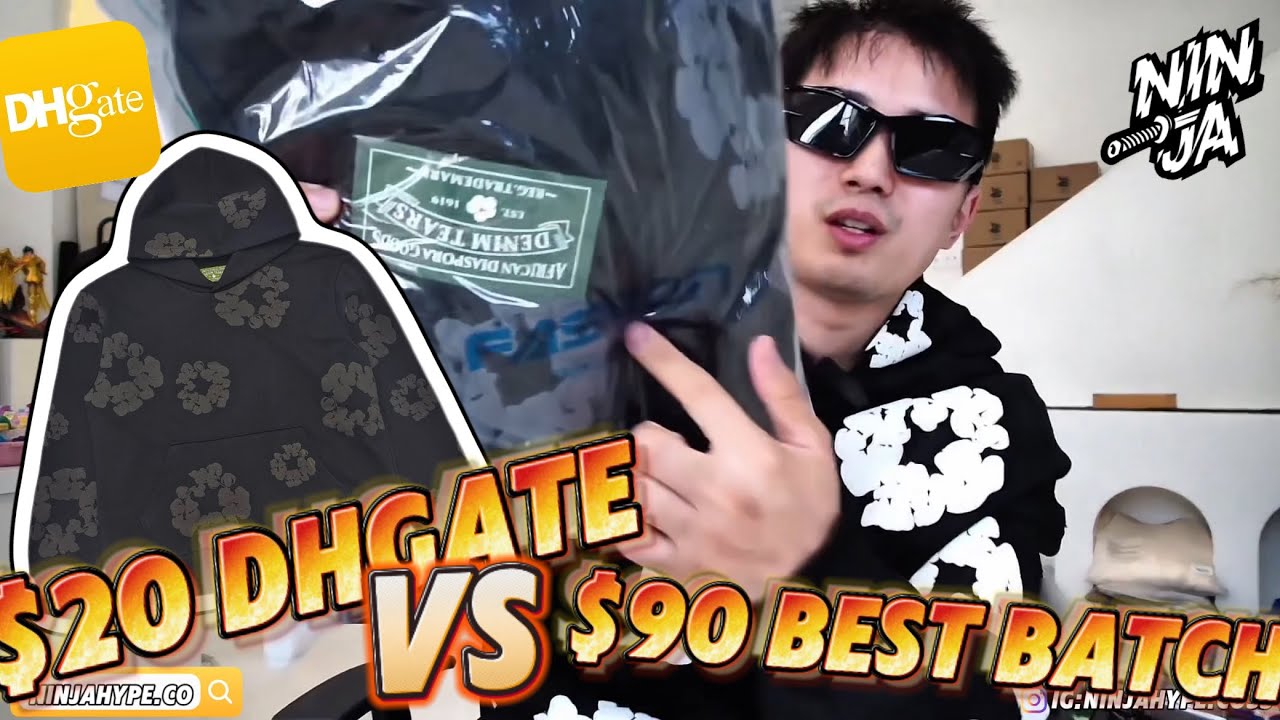 Распаковка и сравнение черной худи Denim Tears Mono от Dhgate из полиэстера | Экономьте с NinjaHype