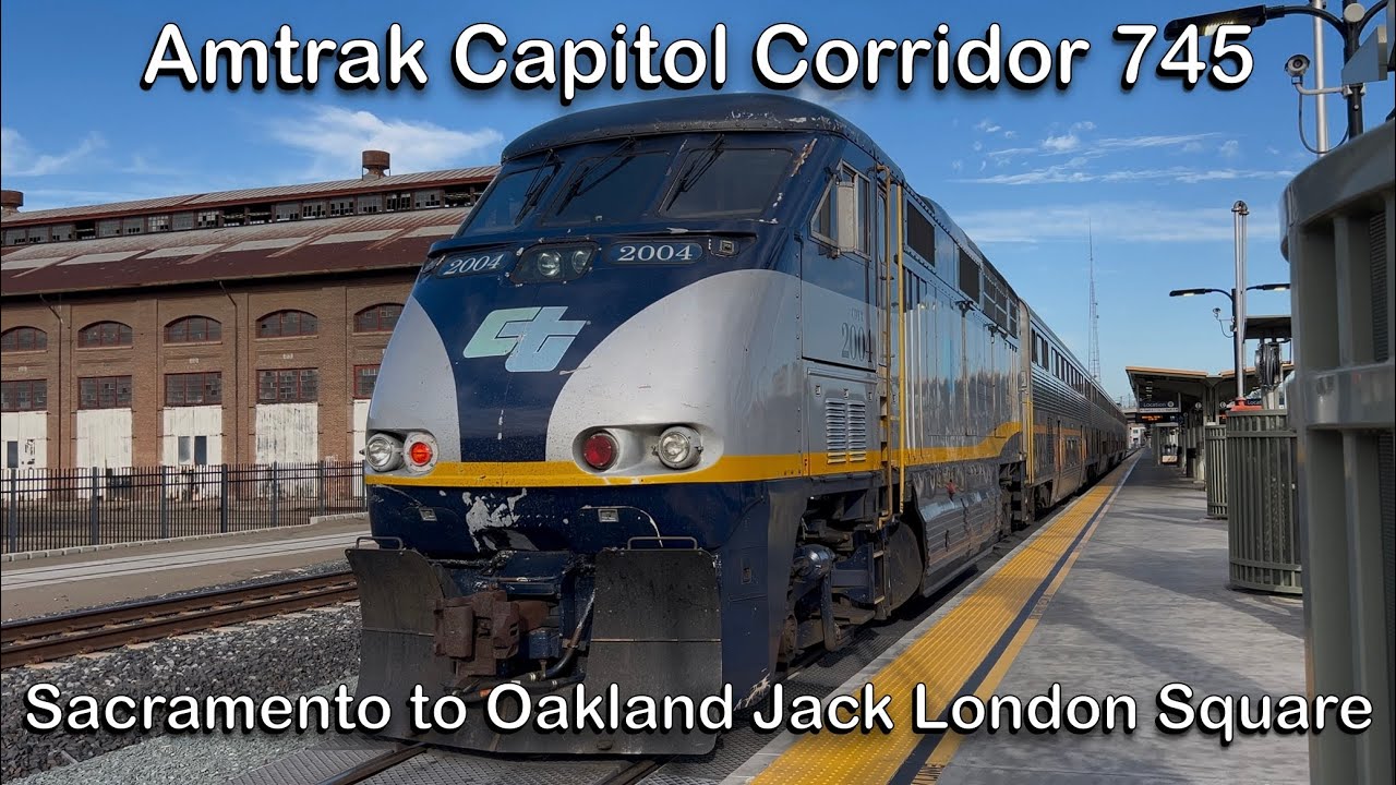 Amtrak Capitol Corridor 745 Train Ride with F59PHI 2004 Sacramento to Oakland Jack London Square 4K