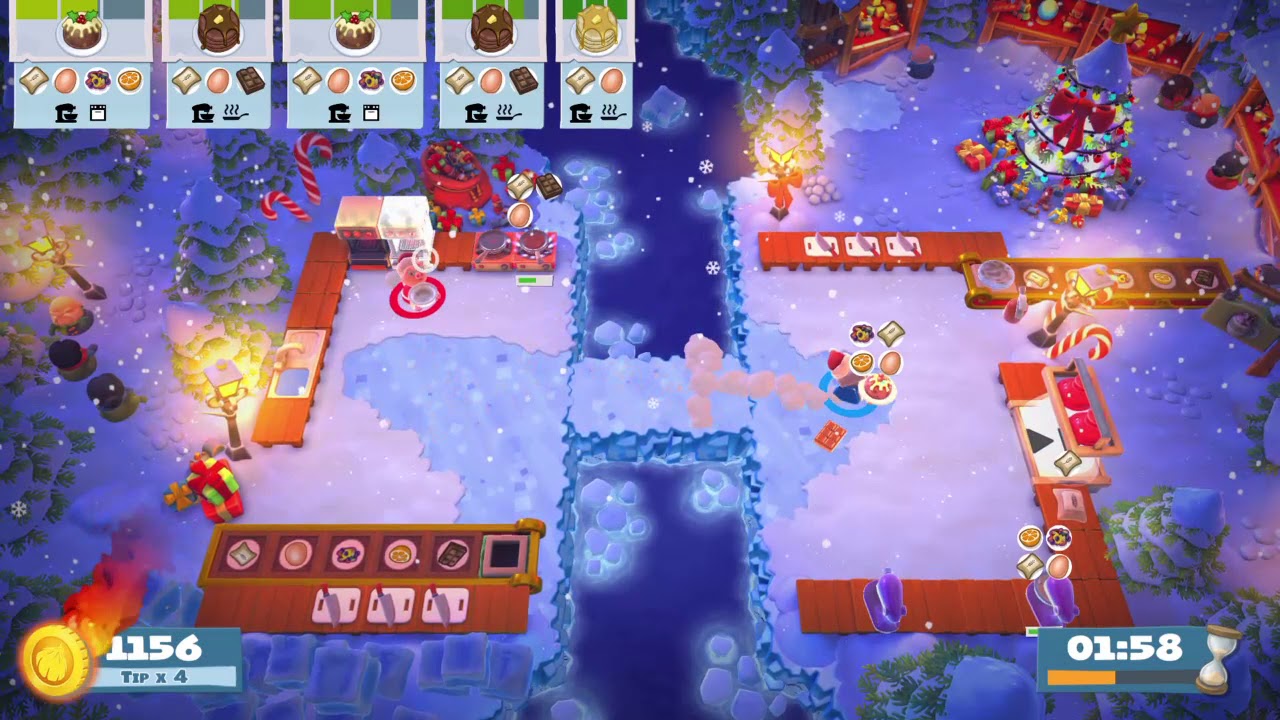 Overcooked 2 [World Record] Christmas 1-5 - 2 players - Score: 2484