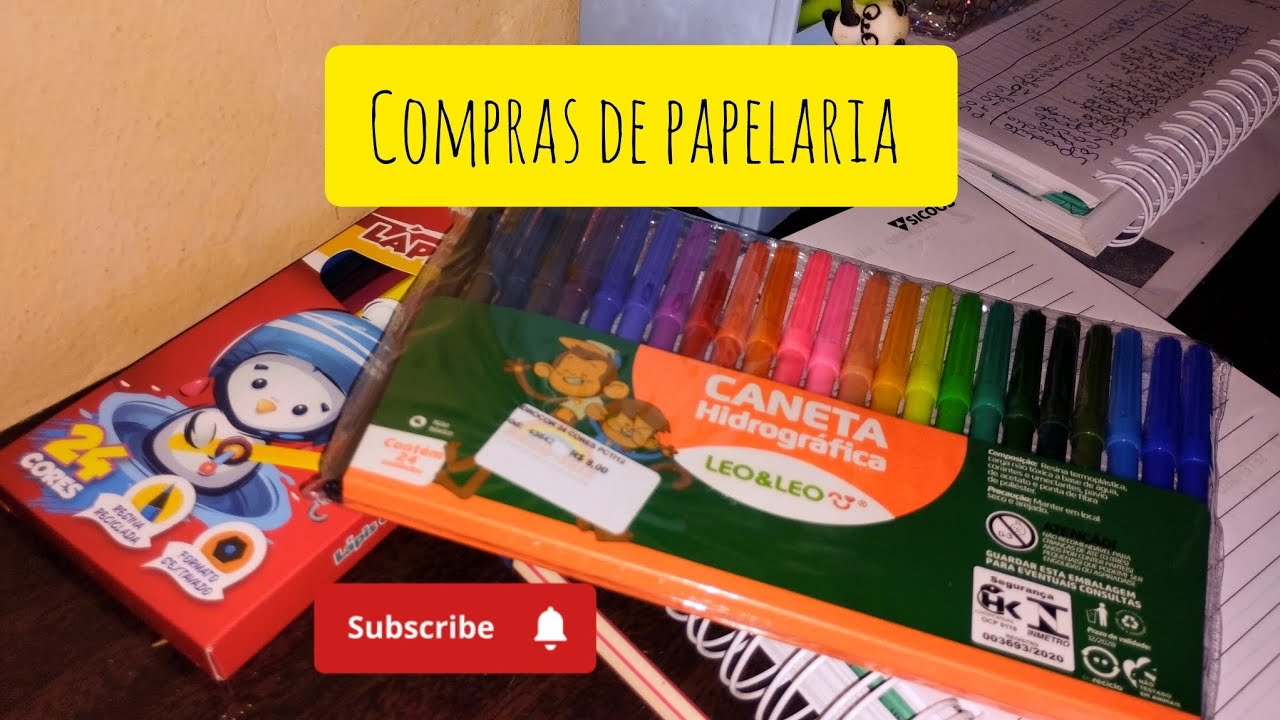 Compras de papelaria para pintar os bobbie goods lápis de cor e canetinha 💞