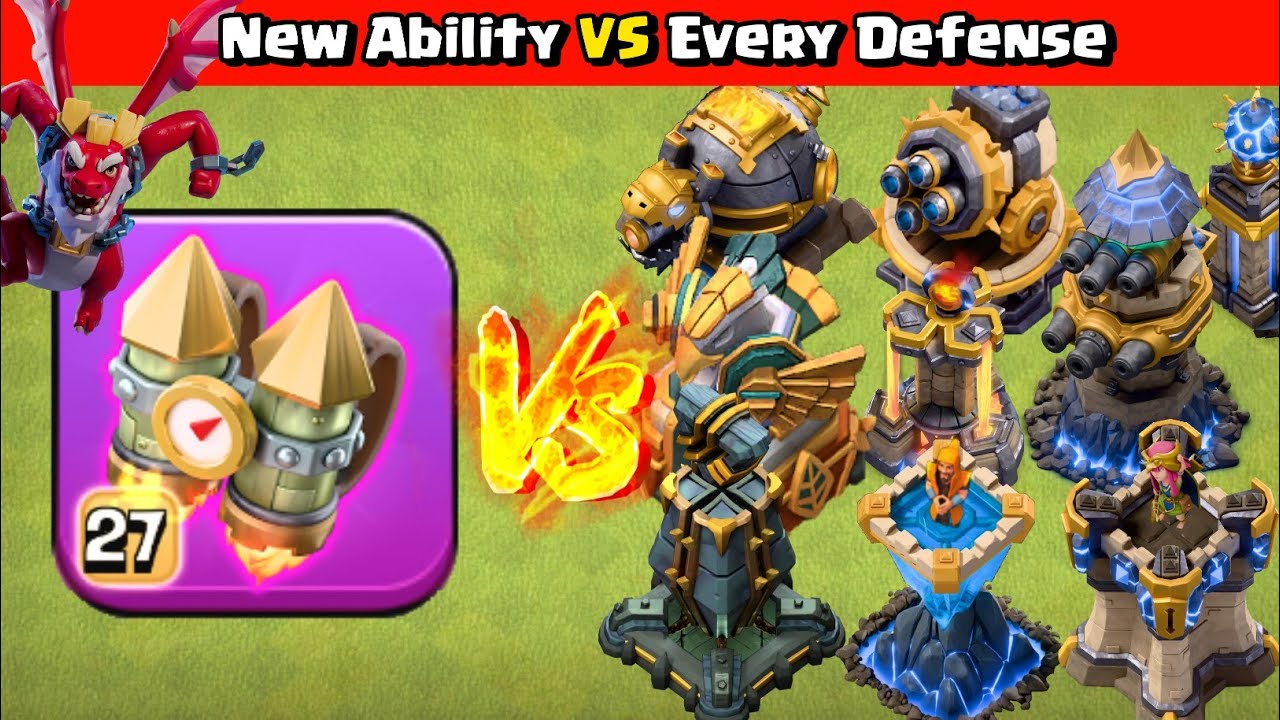 New Rocket Backpack VS Every Max Defense! Clash of Clans