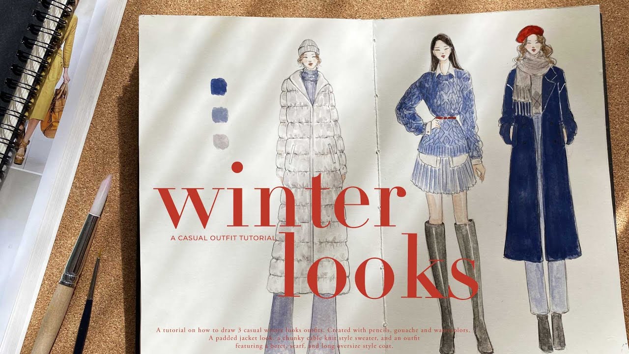 How to Draw Winter Clothes (puffer/padded jacket, sweaters, knits)