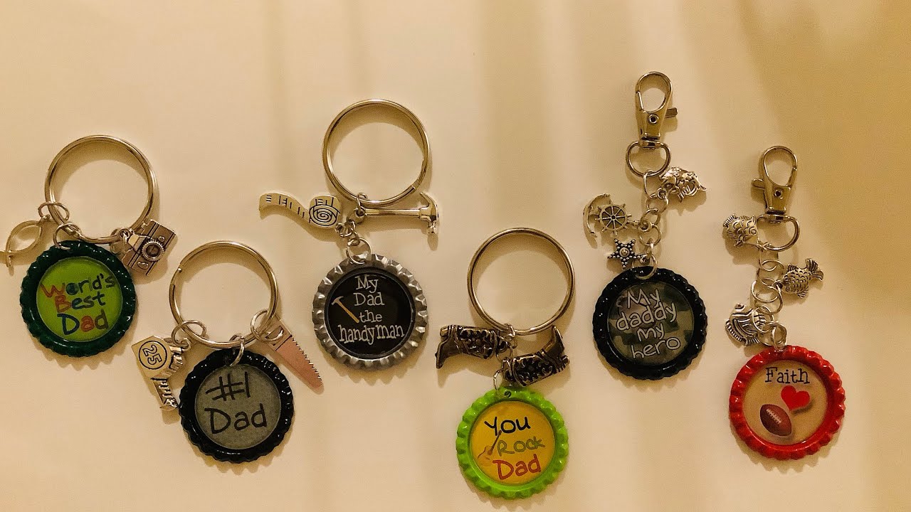 Bottle cap keychains Father’sDayGift  #diy #crafts #projects #craftideas #craftprojects #diycrafts