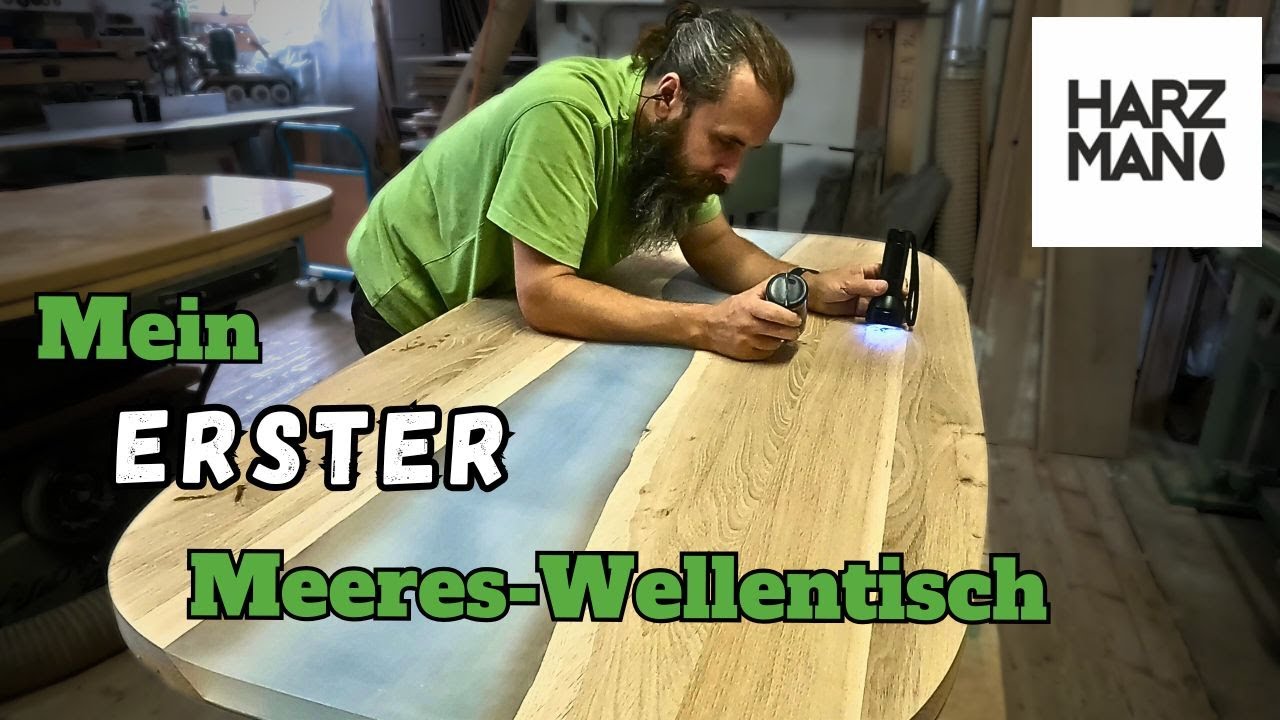 Mein erster Wellentisch mit Epoxidharz, das Meer in einem Tisch eingefangen