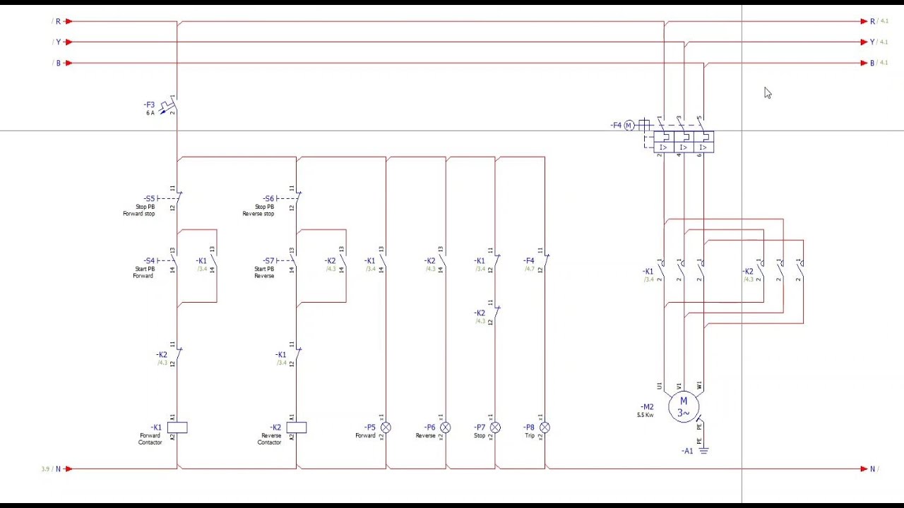 Forward Reverse control schematic diagram in EPLAN