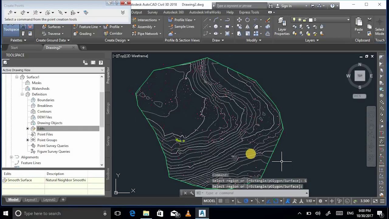 AUTOCAD CIVIL 3D | CREATE CONTOUR / SURFACE | CREATE POINT GROUP | IMPORT POINTS FROM EXCEL | SMOOTH