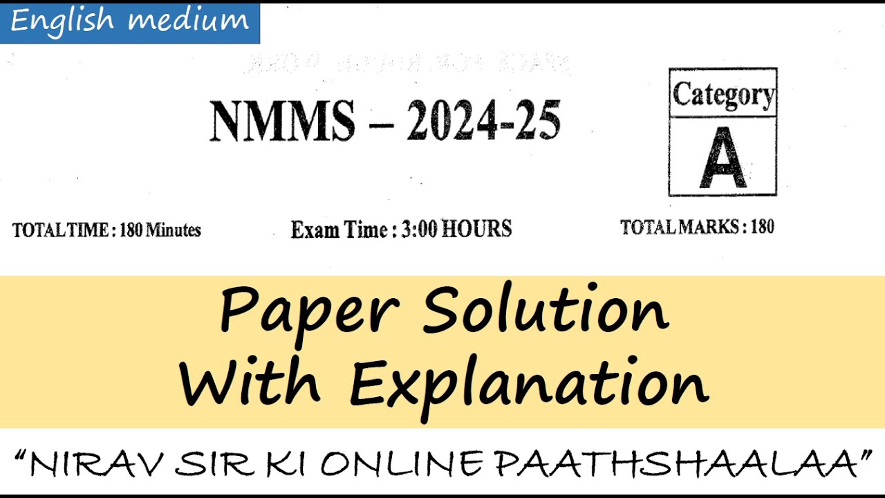 2025 NMMS Paper Solution 🔥: Gujarat Class 8 | English Medium | Nirav bhatt sir