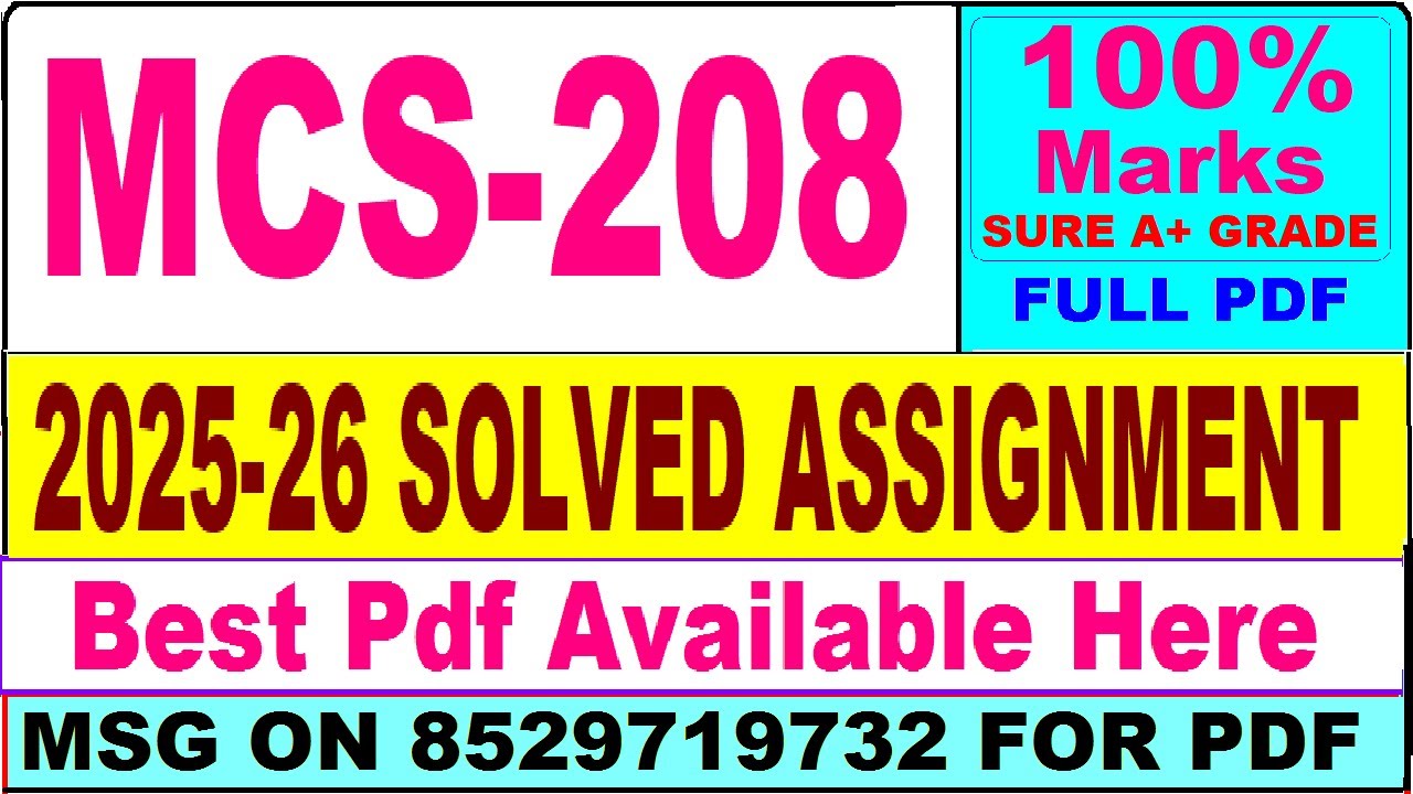MCS 208 solved assignment 2025-26 || mcs 208 solved assignment 2026 in English || ignou mcs208