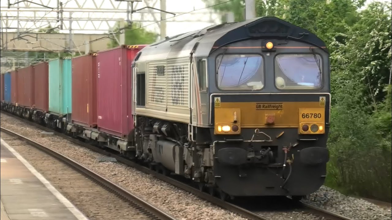Trains at Acton Bridge/Warrington Bank Q 13/5/24 on WCML