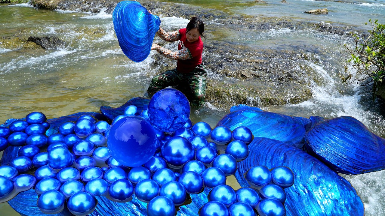 Pry open the sparkling blue giant clam, which contains high-quality blue pearls that are so charming