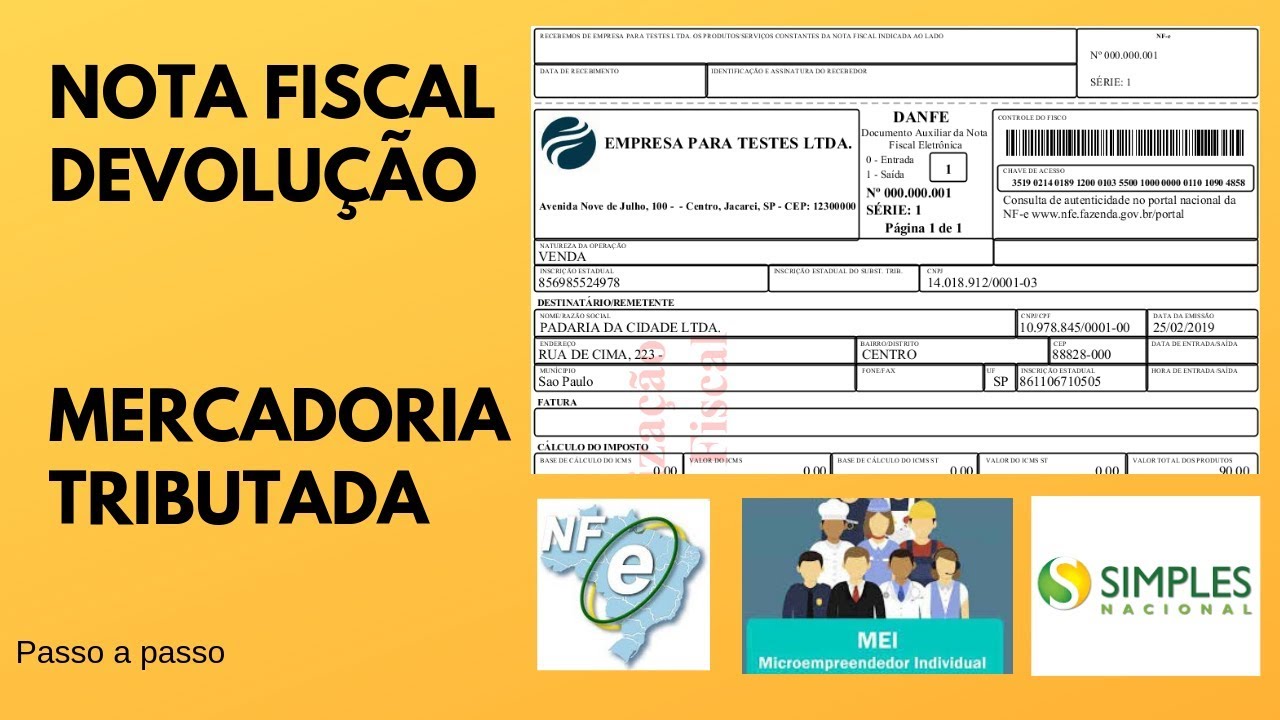 Nota Fiscal de Devolução - Mercadoria Tributada.
